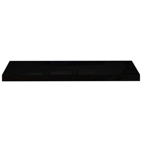 vidaXL Floating Wall Shelves 2 pcs High Gloss Black 31.5"x9.3"x1.5" MDF - Image 4