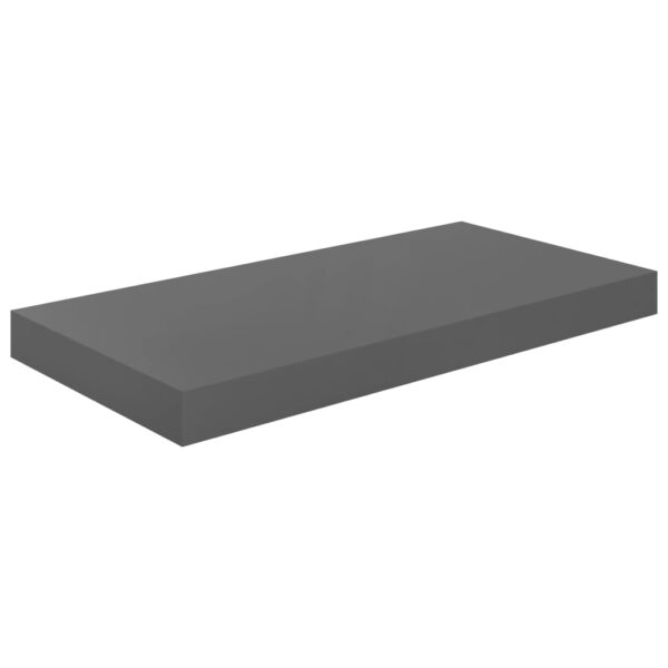 vidaXL Floating Wall Shelves 2 pcs High Gloss Gray 19.7"x9.1"x1.5" MDF - Image 3