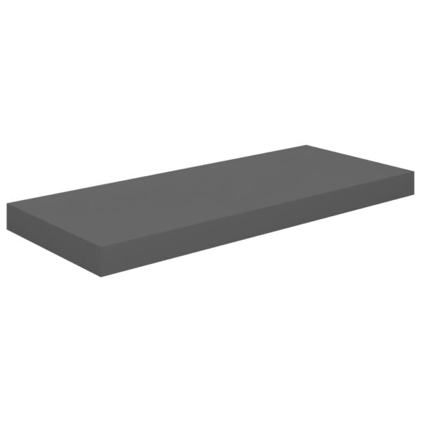 vidaXL Floating Wall Shelf High Gloss Gray 23.6"x9.3"x1.5" MDF - Image 2