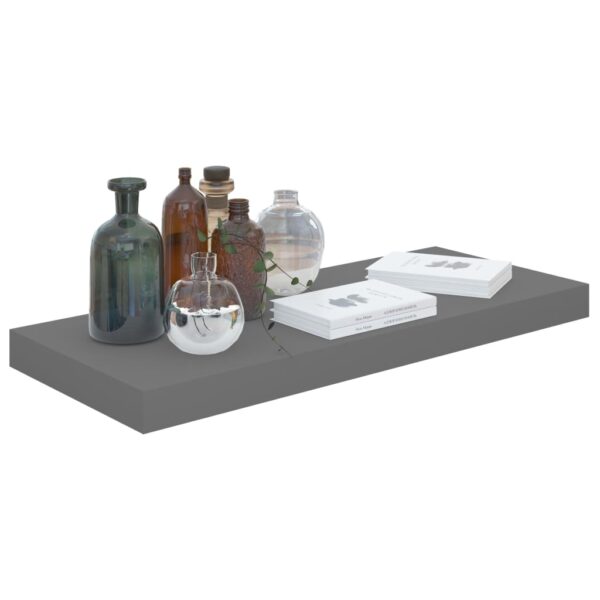 vidaXL Floating Wall Shelf High Gloss Gray 23.6"x9.3"x1.5" MDF - Image 3