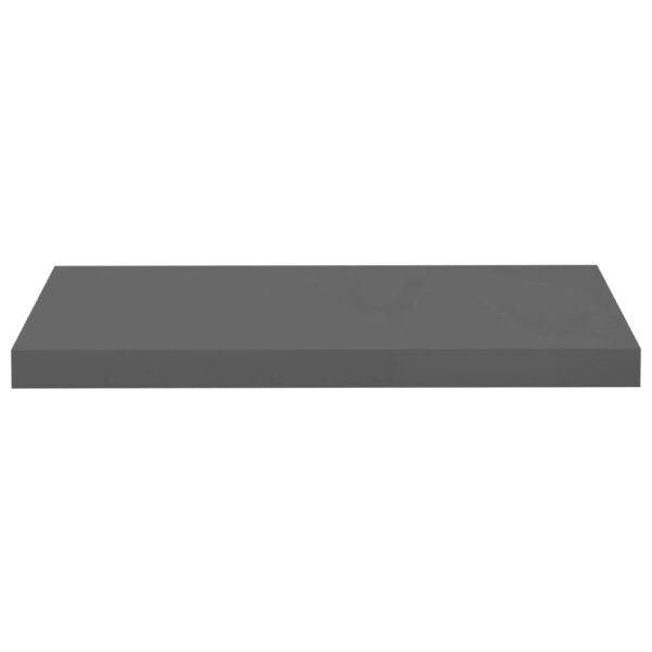 vidaXL Floating Wall Shelf High Gloss Gray 23.6"x9.3"x1.5" MDF - Image 4