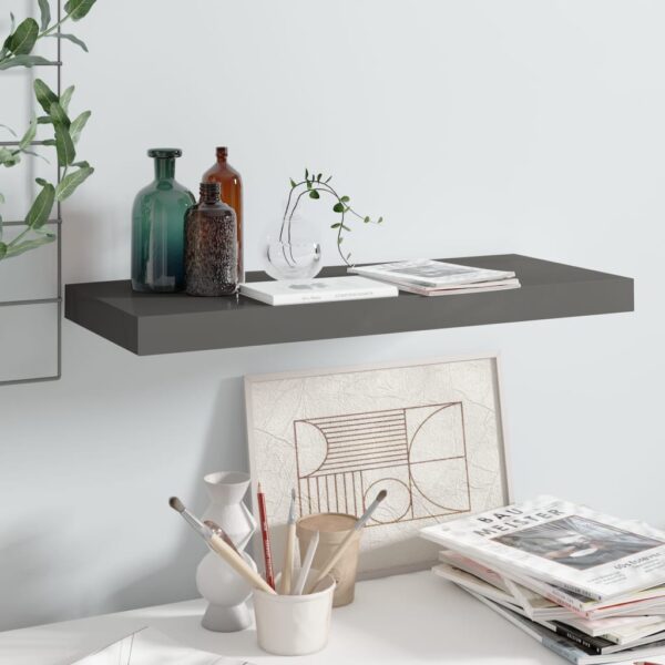 vidaXL Floating Wall Shelf High Gloss Gray 23.6"x9.3"x1.5" MDF