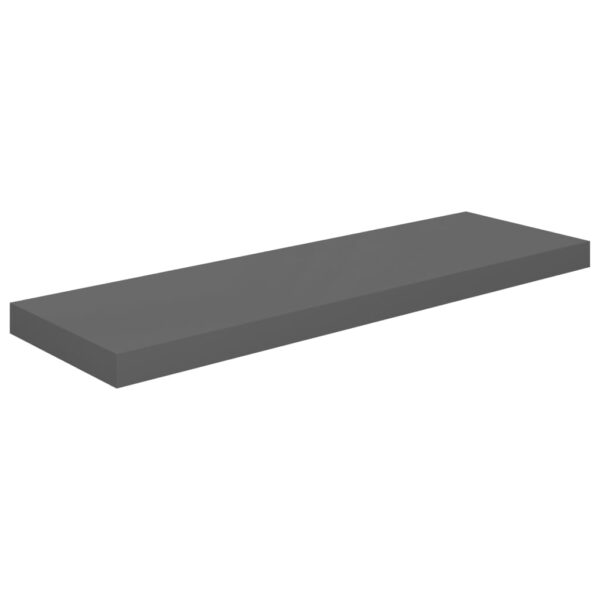 vidaXL Floating Wall Shelves 2 pcs High Gloss Gray 31.5"x9.3"x1.5" MDF - Image 3