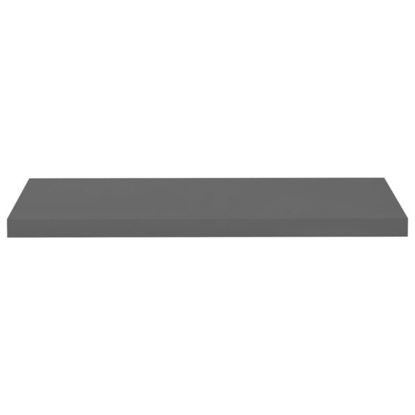 vidaXL Floating Wall Shelves 2 pcs High Gloss Gray 31.5"x9.3"x1.5" MDF - Image 4