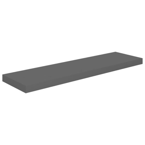 vidaXL Floating Wall Shelf High Gloss Gray 35.4"x9.3"x1.5" MDF - Image 2