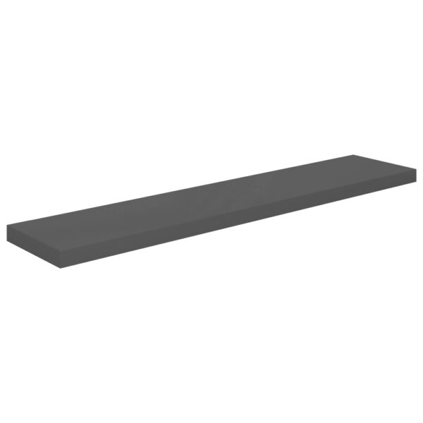 vidaXL Floating Wall Shelf High Gloss Gray 47.2"x9.3"x1.5" MDF - Image 2