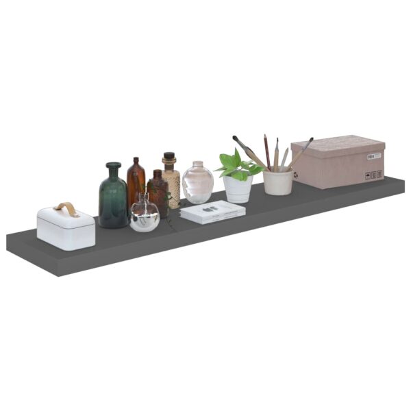 vidaXL Floating Wall Shelf High Gloss Gray 47.2"x9.3"x1.5" MDF - Image 3