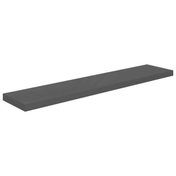 vidaXL Floating Wall Shelves 2 pcs High Gloss Gray 47.2"x9.3"x1.5" MDF - Image 3