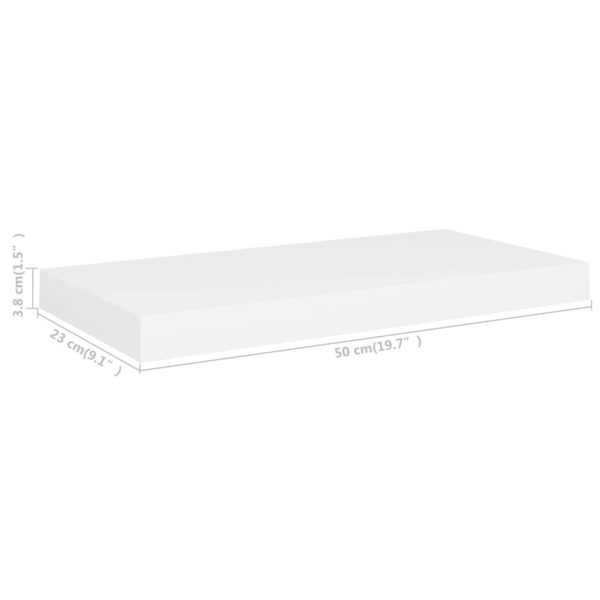 vidaXL Floating Wall Shelf White 19.7"x9.1"x1.5" MDF - Image 7