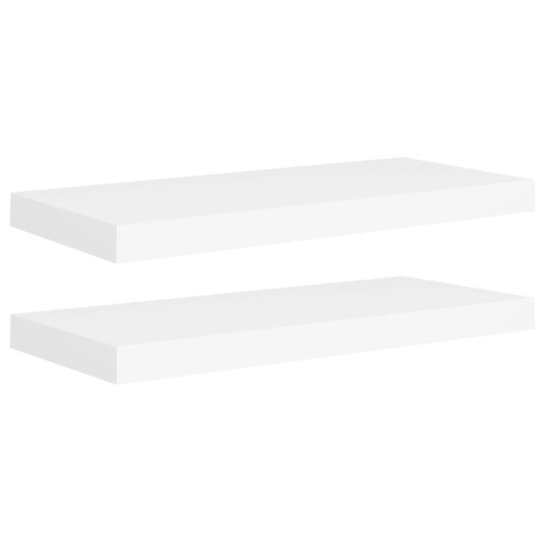 vidaXL Floating Wall Shelves 2 pcs White 23.6"x9.3"x1.5" MDF - Image 2