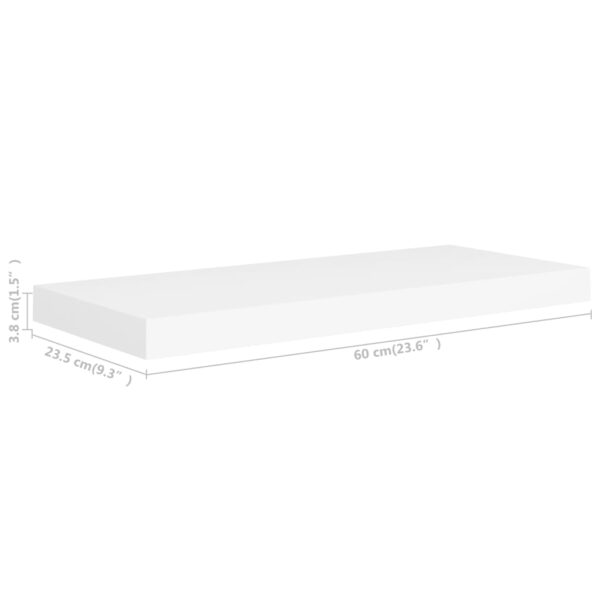 vidaXL Floating Wall Shelves 2 pcs White 23.6"x9.3"x1.5" MDF - Image 8