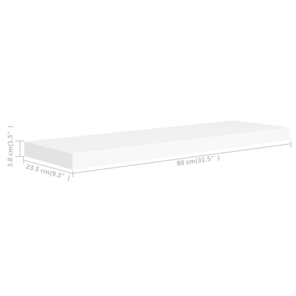 vidaXL Floating Wall Shelves 4 pcs White 31.5"x9.3"x1.5" MDF - Image 8