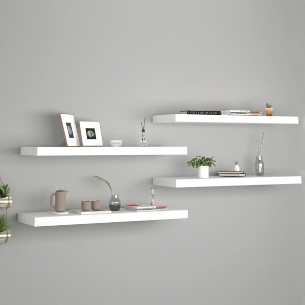 vidaXL Floating Wall Shelves 4 pcs White 31.5"x9.3"x1.5" MDF