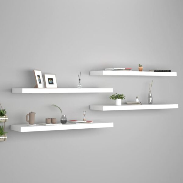 vidaXL Floating Wall Shelves 4 pcs White 35.4"x9.3"x1.5" MDF