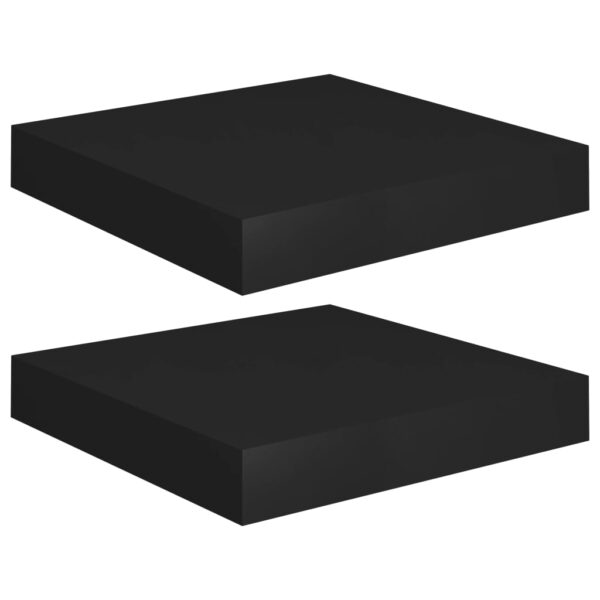 vidaXL Floating Wall Shelves 2 pcs Black 9.1"x9.3"x1.5" MDF - Image 2