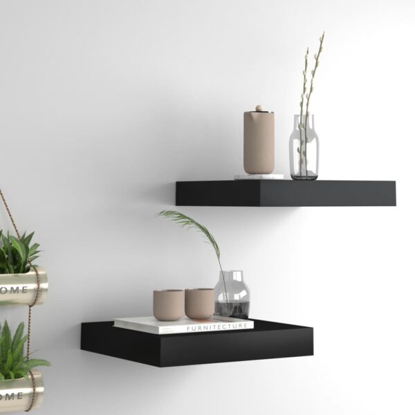 vidaXL Floating Wall Shelves 2 pcs Black 9.1"x9.3"x1.5" MDF