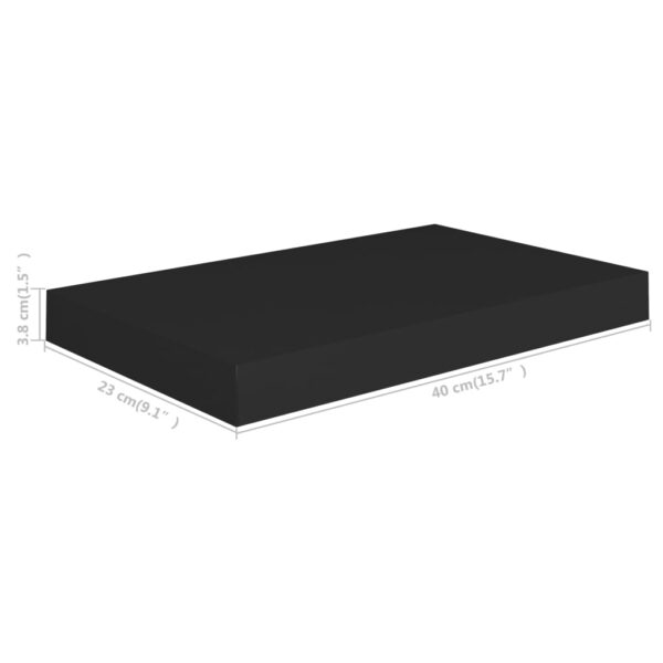 vidaXL Floating Wall Shelf Black 15.7"x9.1"x1.5" MDF - Image 7