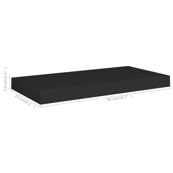 vidaXL Floating Wall Shelf Black 19.7"x9.1"x1.5" MDF - Image 7