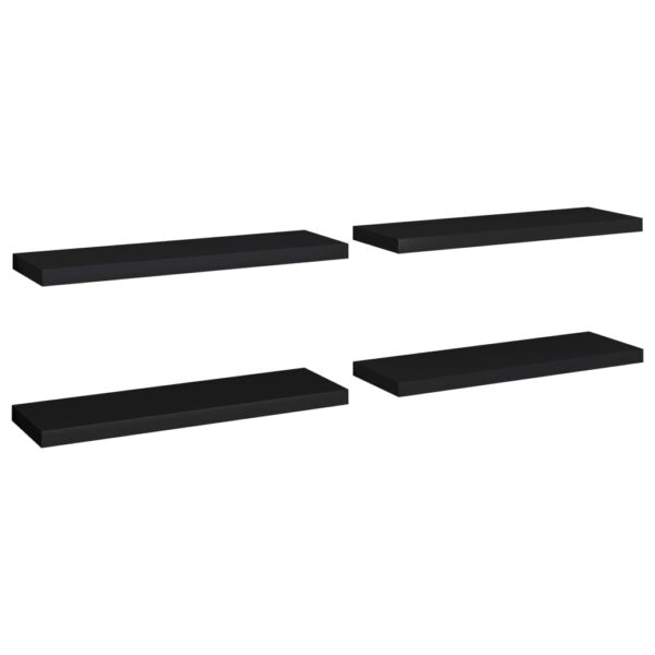 vidaXL Floating Wall Shelves 4 pcs Black 31.5"x9.3"x1.5" MDF - Image 2