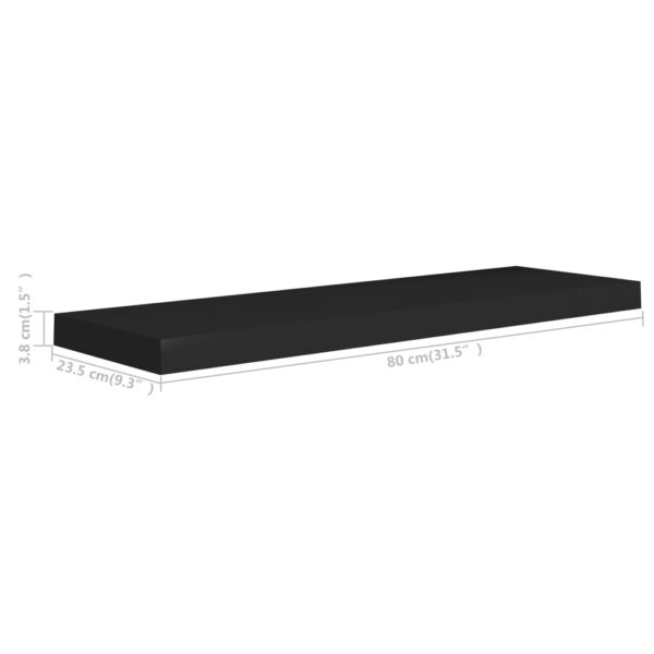 vidaXL Floating Wall Shelves 4 pcs Black 31.5"x9.3"x1.5" MDF - Image 8