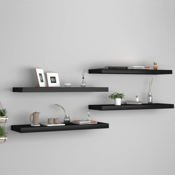 vidaXL Floating Wall Shelves 4 pcs Black 31.5"x9.3"x1.5" MDF