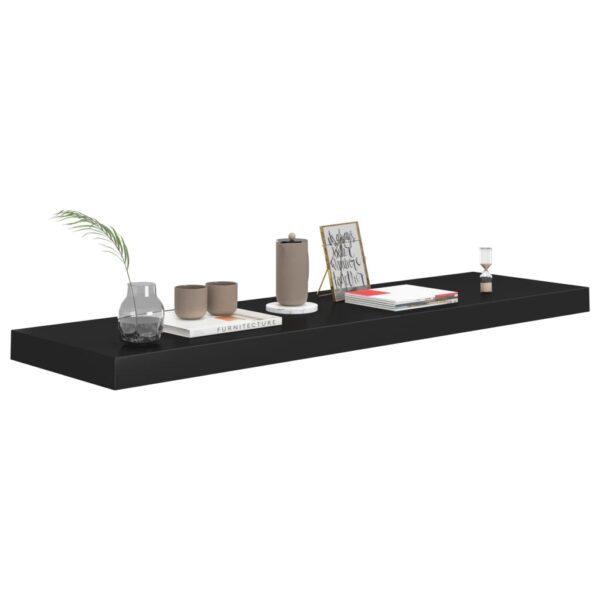 vidaXL Floating Wall Shelf Black 35.4"x9.3"x1.5" MDF - Image 3