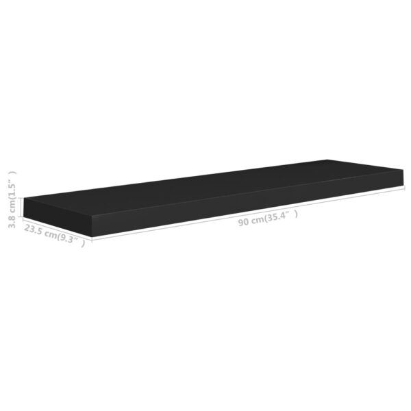 vidaXL Floating Wall Shelf Black 35.4"x9.3"x1.5" MDF - Image 7