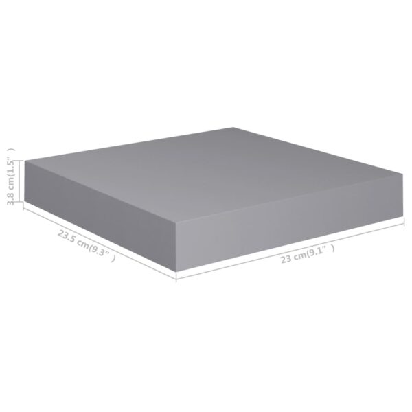 vidaXL Floating Wall Shelf Gray 9.1"x9.3"x1.5" MDF - Image 7