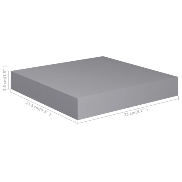 vidaXL Floating Wall Shelves 2 pcs Gray 9.1"x9.3"x1.5" MDF - Image 8