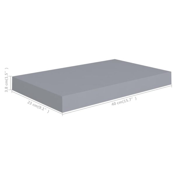 vidaXL Floating Wall Shelf Gray 15.7"x9.1"x1.5" MDF - Image 7