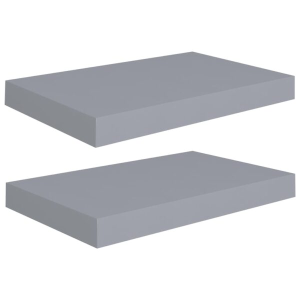 vidaXL Floating Wall Shelves 2 pcs Gray 15.7"x9.1"x1.5" MDF - Image 2