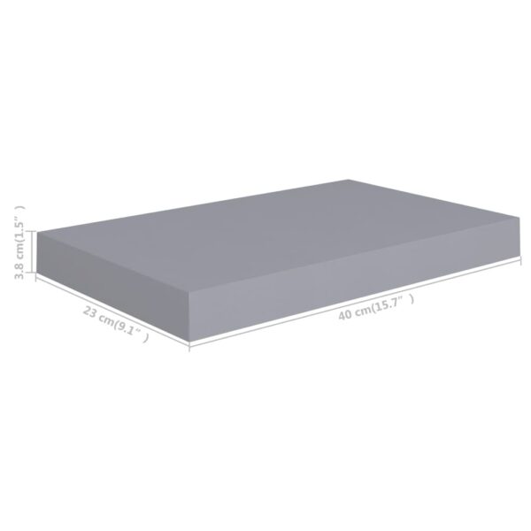 vidaXL Floating Wall Shelves 2 pcs Gray 15.7"x9.1"x1.5" MDF - Image 8