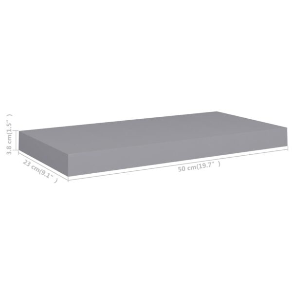 vidaXL Floating Wall Shelf Gray 19.7"x9.1"x1.5" MDF - Image 7