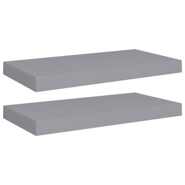 vidaXL Floating Wall Shelves 2 pcs Gray 19.7"x9.1"x1.5" MDF - Image 2