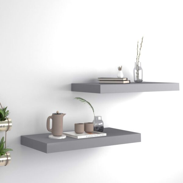 vidaXL Floating Wall Shelves 2 pcs Gray 19.7"x9.1"x1.5" MDF