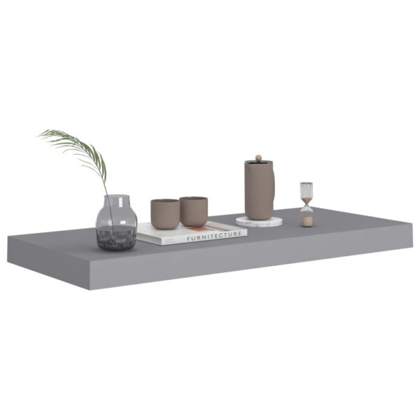 vidaXL Floating Wall Shelves 2 pcs Gray 23.6"x9.3"x1.5" MDF - Image 7