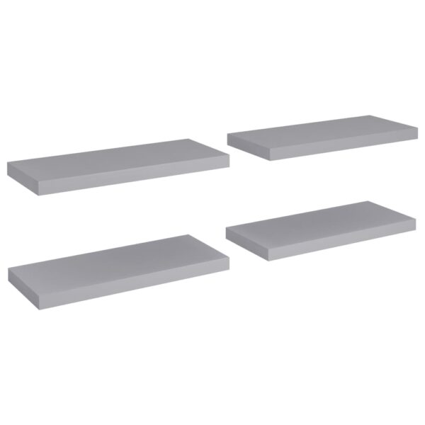 vidaXL Floating Wall Shelves 4 pcs Gray 23.6"x9.3"x1.5" MDF - Image 2