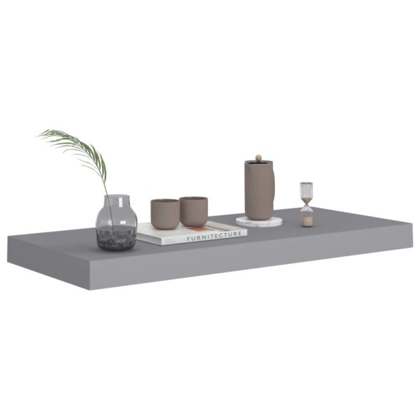 vidaXL Floating Wall Shelves 4 pcs Gray 23.6"x9.3"x1.5" MDF - Image 7