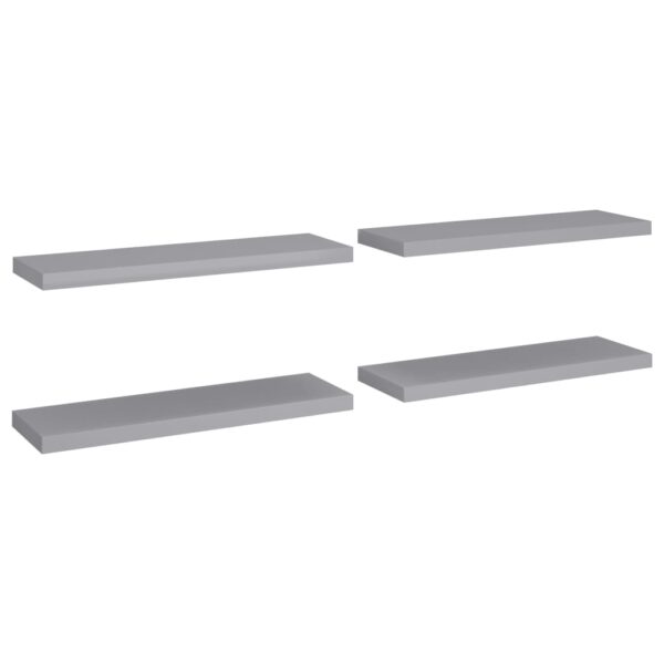 vidaXL Floating Wall Shelves 4 pcs Gray 31.5"x9.3"x1.5" MDF - Image 2