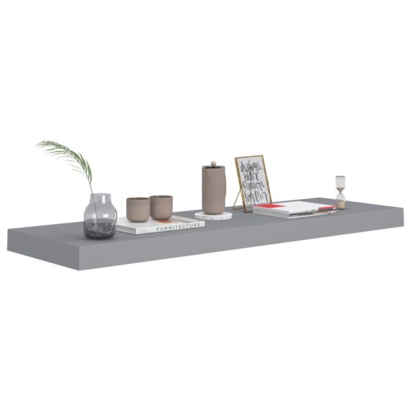 vidaXL Floating Wall Shelves 4 pcs Gray 31.5"x9.3"x1.5" MDF - Image 7