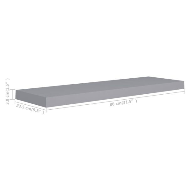 vidaXL Floating Wall Shelves 4 pcs Gray 31.5"x9.3"x1.5" MDF - Image 8