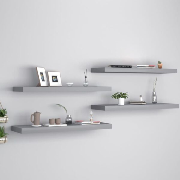 vidaXL Floating Wall Shelves 4 pcs Gray 31.5"x9.3"x1.5" MDF