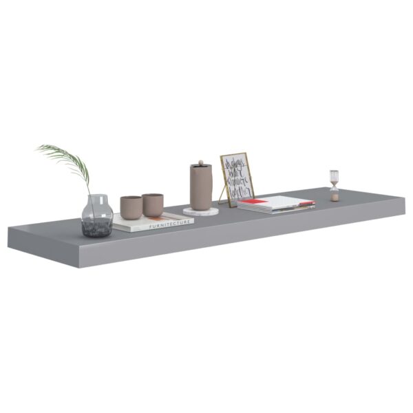 vidaXL Floating Wall Shelf Gray 35.4"x9.3"x1.5" MDF - Image 3