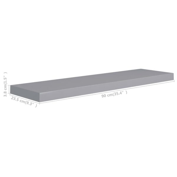 vidaXL Floating Wall Shelf Gray 35.4"x9.3"x1.5" MDF - Image 7