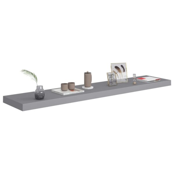 vidaXL Floating Wall Shelf Gray 47.2"x9.3"x1.5" MDF - Image 3