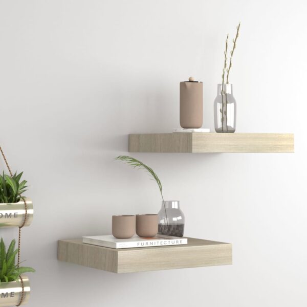 vidaXL Floating Wall Shelves 2 pcs Oak 9.1"x9.3"x1.5" MDF