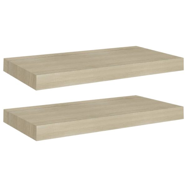 vidaXL Floating Wall Shelves 2 pcs Oak 19.7"x9.1"x1.5" MDF - Image 2