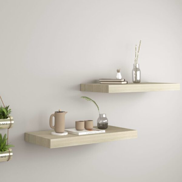 vidaXL Floating Wall Shelves 2 pcs Oak 19.7"x9.1"x1.5" MDF