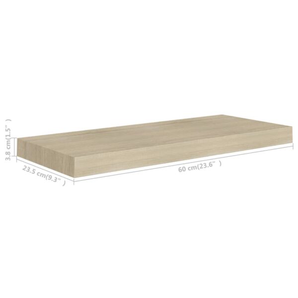 vidaXL Floating Wall Shelf Oak 23.6"x9.3"x1.5" MDF - Image 7