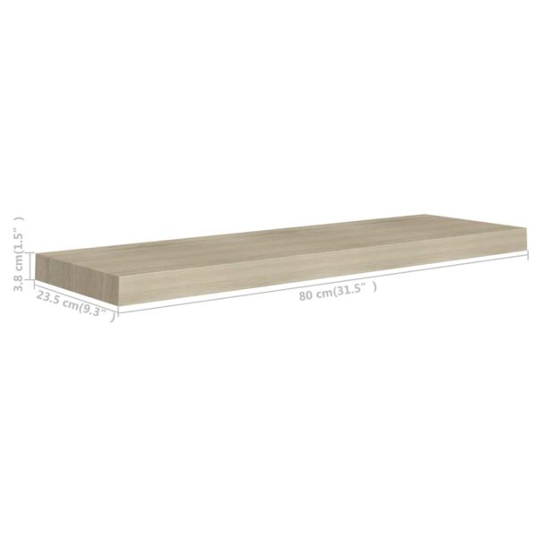 vidaXL Floating Wall Shelf Oak 31.5"x9.3"x1.5" MDF - Image 7